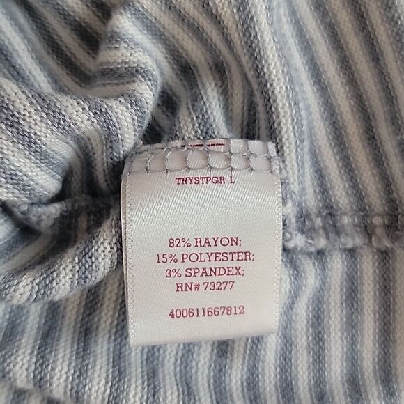 SO Striped V-Neck Long Sleeve Casual Top Grey & White Womens Size L - Picture 11 of 11